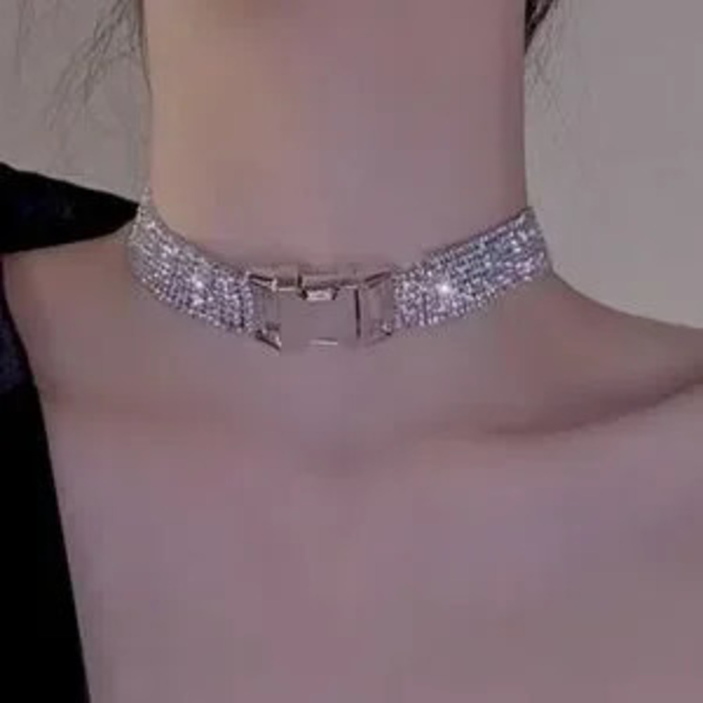 Womens Rhinestone Chokers Necklaces 15.5